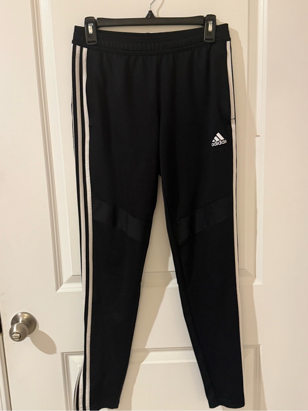 adidas Black Track Pants with White Side Stripes